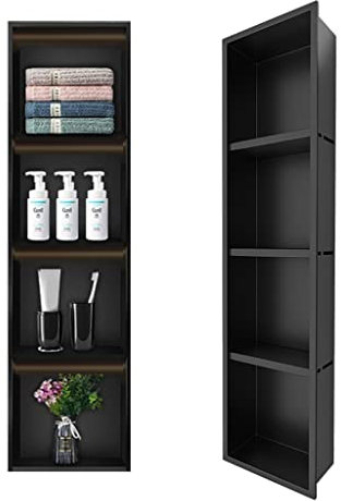 FIFOR 4-stufige Edelstahl-Duschnische, Schrank der 20-starken Medizin, Edelstahl-Duschnische, In-Wand-Regale for Küche, Badezimmer, Schlafzimmer, 90 ° Rotatable Installation