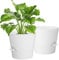 Idealife Lot de 2 Pots de Fleurs, en Plastique, avec système d'irrigation, Modernes, pour l'intérieur et Le Balcon, Jardin, Plantes succulentes, Cactus (Blanc)