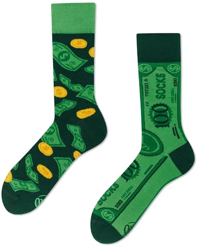 Many Mornings Ungleiche lustige Socken mit Dollarzeichen Größe 43-46 Lustige Geschenkidee Design The Dollar
