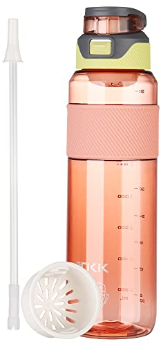 TKK Sport Trinkflasche 1500ml [BPA-frei Tritan] Auslaufsicher Wasserflasche Sportflasche für Fahrrad Camping Yoga Gym Rosa 1010