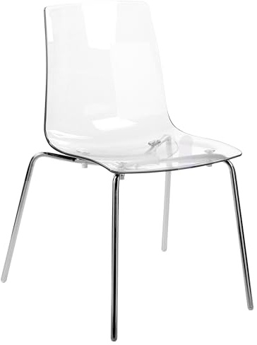 Beliani Set of 2 Dining Chairs Transparent Plastic Stackable With Backrest, Silerton