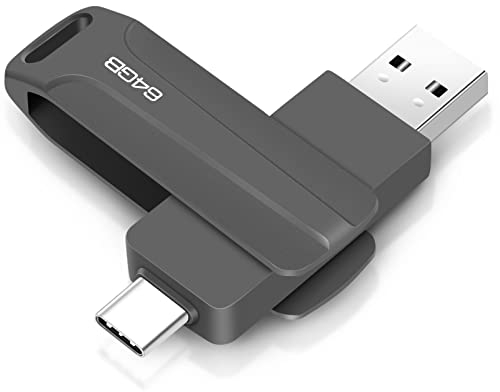 Chiavetta USB 2 in1 64 GB, Type C Pendrive 64 GB USB C Flash Drive 64 Giga 2-in-1 OTG Penna USB 64 GB per PC/Tablet/Laptop/Smartphone con Tipo C, Xiaomi/Oneplus/Huawei (Gray)