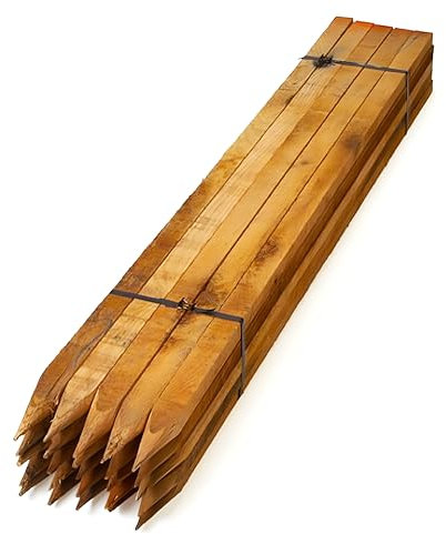 Homatz Wooden Garden Stakes 5 Pack, 75cm / 2.5FT Long Square Wooden Stakes - Pressure Treated Timber Plant Stakes Tree Support – 25mm Thick Pegs
