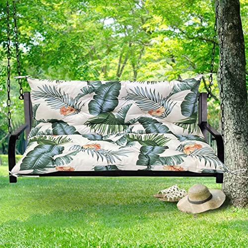 LiveGo Garden Bench Cushion 2/3/4 Seater Soft Outdoor Waterproof Patio Lounger Bench Swing Hammock Pad with Backrest (120 * 100 * 10CM, Floral Print)