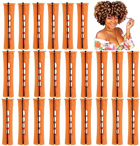 Perm Rods Hair Rollers Large Long Short Hair Styling Tool Hair Curlers for Natural Hair Dark Orange Color
