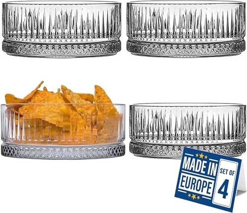 TYA I Premium Groß Schalen 4er Set Kristall Dessertschalen Glas 510ml BLEI FREI Eisbecher Glas Glasschalen Deko Schale Set Dessertbecher Eis und Dessertbecher für Obst Vorspeise Pudding Schalen