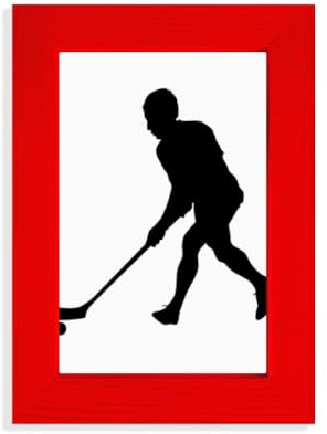 Bilderrahmen, Motiv: Sporthockey, Laufen, Sportunterricht, Rot