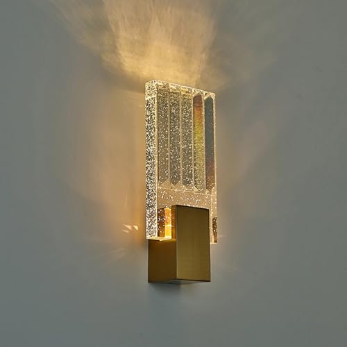 KRUIHAN LED Wandleuchte Innen,Kristall Wandlampe Gold,Tri-Farbwechsel Nachttischlampe,Leselampe,Wandbeleuchtung für Kinderzimmer,Wohnbereich,Küche,Schlafzimmer,Nachttisch,Treppenhaus(1 Packung-S)