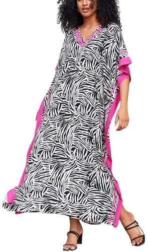 L-Peach Robe de nuit longue caftan pour femme - Vêtement d'intérieur surdimensionné, A4 Blanc Noir Rose, taille unique