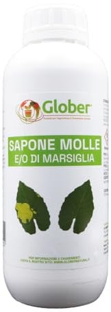GLOBER Sapone Molle Potassico per Piante - Concentrato 1 Litro - Made in Italy 100% Vegetale - Corroborante lava la melata degli insetti, contro afidi e fumaggine