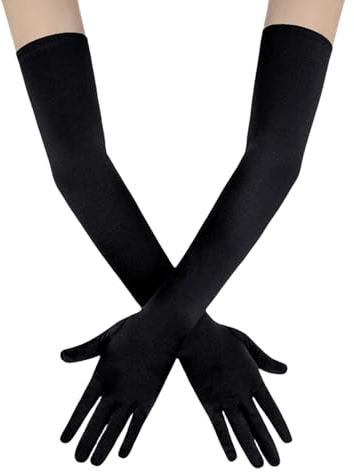 Suxgumoe Handschuhe Lang, 54cm Glänzende Damen Handschuhe, Elastische Spandex Glänzend Lang Opernhandschuhe
