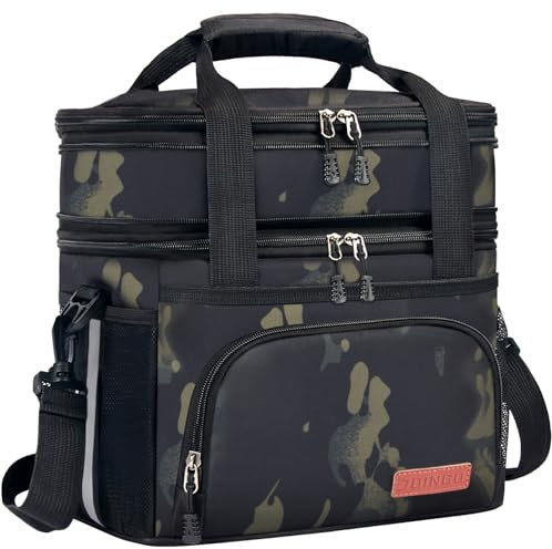 JOINGO Lonchera para hombres y mujeres, grande, de doble capa, aislada, expandible, reutilizable, a prueba de fugas, para adultos, lonchera con correa ajustable para el hombro para oficina, viajes,