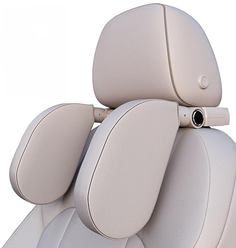 KopfstüTze Auto Kinder, 180 Grad Verstellbares Atmungsaktiv Leder Nackenstütze Auto,Nackenkissen Kinder, Geeignet FüR Erwachsene Und Kinder Zum Schlafen Auf Reisen (1PACK Gray)