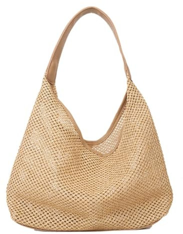 JSGHGDF Sac à main en paille souple pour femme et fille, kaki