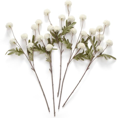 Laelfe 5 Bündel Weiß Künstliche Chrysanthemen Blumen, 52 cm Langer Stiel | Realistisch Kunst Pompon Chrysanthemen Kunstblumen für Herbstdekoration, Vasenfüller, Hochzeitssträuße, Tischdekorationen