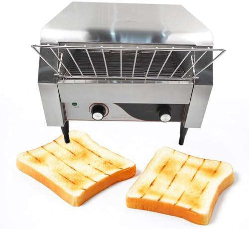 Lakenbroade Tostapane a Nastro Uso Commerciale Tostapane da 150/300/450 Fette all'Ora, Tostapane in Acciaio Inox, Tostiera per Pane 7 Impostazioni di velocità con Vassoio,150pieces/h