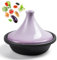 Yiustldd Tajine-Topf zum Kochen, Keramik-Auflaufform zum Schmoren und langsamen Garen, marokkanischer Tajine-Topf mit Deckel,Lila