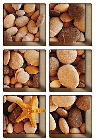 Pleayietoopiatiey Badewannen-Aufkleber, 3D-Effekt, rutschfest, wasserdicht, Kieselsteine, Braun, 6 Stück