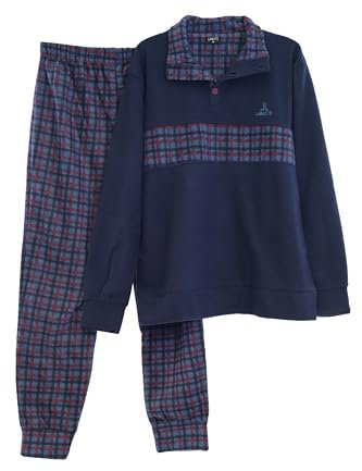 Viterbo Biancheria Pigiama Uomo Invernale in Morbido Micro Pile LMW00096 (Avion Melange/Navy, XL)