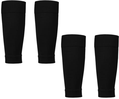 2 Pairs Football Sock Sleeves,Socks Black Sleeve Shin Cut Mens Pads Grip Pad Adult Foot Footless Pre Set Adults Edge Hold Holes Plus Sports Under The Tubes,for Soccer Over-The-Calf Sportsocken Gain