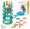 MIUUIPI Montessori Spiel Brettspiel aus Holz, 48 Stück Bunte Holzsäule Würfelspiel Mathematik Lernspielzeug ab 3 4 5 6 Jahre, Feinmotorik Spiel & Zählspielzeug Familienspiel Reisespiel für Kinder