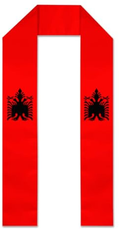 FWJZDSP Albanien Albanische Flagge College-Abschlussstola Doppelseitiger Schal Absolventenklasse Schal Schärpe für Ehrenabschluss High School und Abschlussfeier