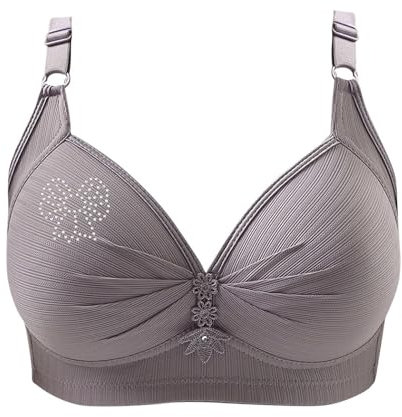 Angxiwan Sale Clearance Outlet Clearance UK Non Wired Bras for Women Super Comfot Padded Bra Fashion Rhinestones Print Adjustable Strap Bralette High Impact Support Full Cool Presents for Women