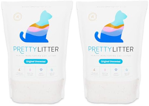 Pretty Litter Arena para gatos con monitoreo de la salud, arena de cristal no aglutinante, (6 libras (paquete de 2), sin perfume)
