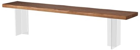 Holzbank für Schlafzimmer oder Küche, Bauernhaus-Stil, schmale Fensterbank, Teakfarben, 160 cm