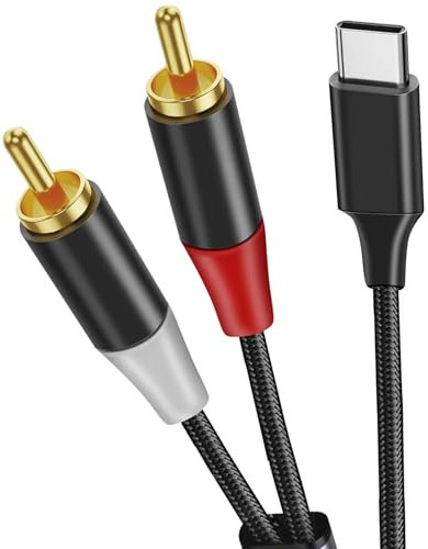 AOUZOVLI Typ C Auf 2X Rca Audio Kabel, USB-C Auf Rca Audiokabel, 1m USB Kabel, Geeignet für Mobiltelefone, Laptops, Tablets, Heimkinos, Dvds, Verstärker, Lautsprecher, Autoradio