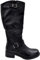 Stivali Biker Donna Neri Basic Motociclista con Fondo Gomma e Tacco 5cm Zip Laterale e Fibbie Regolabili sotto Ginocchio (38 EU)