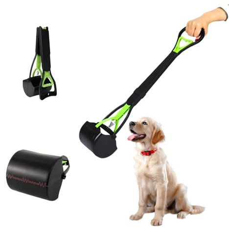 Portable Pet Dog Pooper Scooper for Dogs and Cats, Foldable Pooper Scooper Long Handle, Foldable Dog Poop Scooper Waste Pick Up Rake, Long Handle Portable Pet Waste Picker for Indoor Outdoor Use