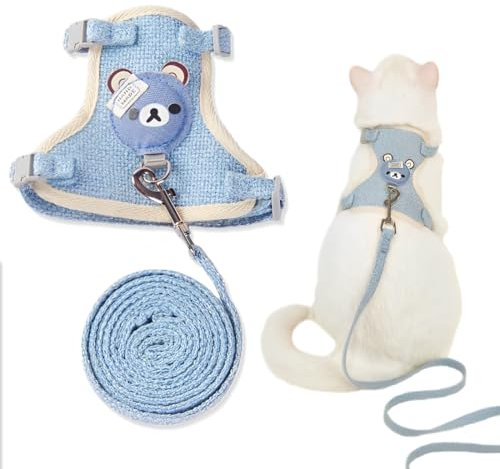 XYTAHDM katzengeschirr 120cm mit Leine Ausbruchsicher, Verstellbares Katzengeschirr Ausbruchsicher, Katzengeschirr Weichem Innenfutter und Atmungsaktivem Mesh für Outdoor Training Gehen(für 1,5-3kg)
