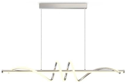 Moderne LED Esstisch Pendelleuchte, 3000K/4000K/6000K 10%–100% Farbtemperatur Lampe Hängend, Dimmbar mit Fernbedienung Hängelampe für Küche, Wohnzimmer, Esszimmer, Schlafzimmer- Chrome Silber 100CM
