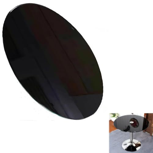 Plateau de table en verre trempé, 500-600-700-800-900-1000 mm, bord épais trempé poli, plateau de table en verre biseauté circulaire parfait, plateau de table rond en verre trempé noir(40CM(16IN))