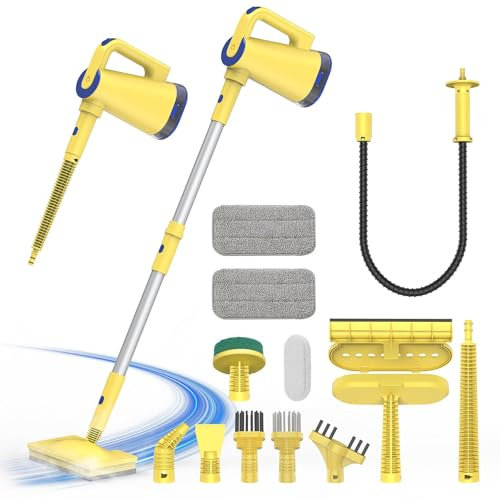Limpiador A Vapor De Mano, 1500w Mopa A Vapor Multiusos con Depósito De Agua Mejorado, ángulo Ajustable, Limpiador A Vapor Ligero para Suelos De Madera, Madera Dura, Laminado, Vinilo, Azulejos