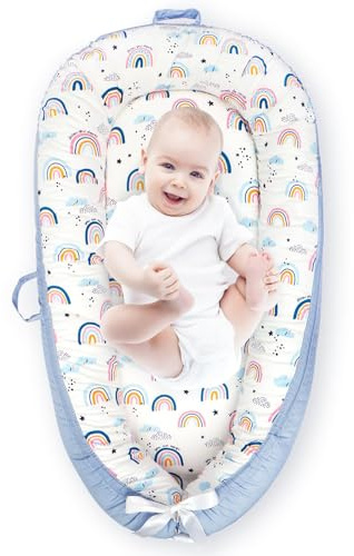 Babynest Neugeborene Nestchen Baby Tragbares Babynest Babynestchen aus Kuscheliger Baumwolle, Weiches & Atmungsaktives, Ideal als Reisebett & Kuschelnest Geschenk für Neugeborene 0-18 Monate