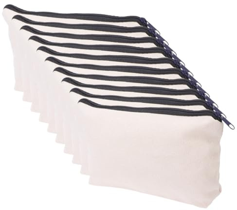 Gogogmee 10 Stück Teiliges Kleine Kosmetiktaschen aus Natürlichem Canvas mit Reißverschluss Leere DIY Organizer Taschen für Reisen Fitness und Camping Praktische Makeup Beutel zum