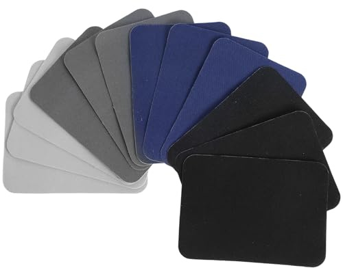 Jeffdad 12 Stück Bügelflicken zum Aufbügeln Stoff Reparaturflicken | Flicken zum Aufbügeln Selbstklebende Stoffflicken Aufbügelflicken für Kleidung Hosen Hüte Flicken Dekorieren (4 Farben Denim)