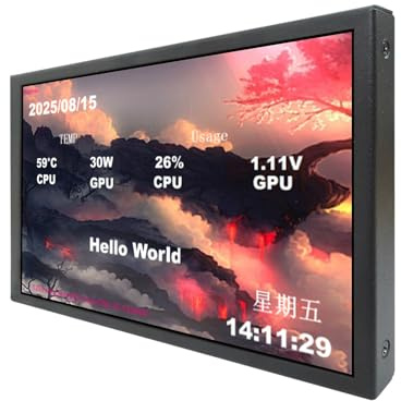 VSDISPLAY Schermo LCD per PC da 7 pollici, 1280 x 800 cm, temperatura del computer, con editor a tema, per monitoraggio dei dati, GPU, RAM, colore: nero