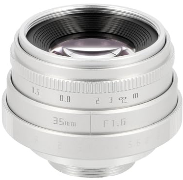 ayex 35mm F1.6 C-Mount Objektiv Silber - Manuelles APS-C Portrait- & Cine-Objektiv aus Metall