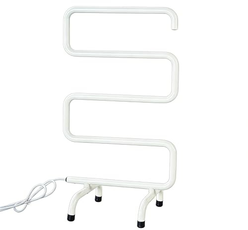 Sèche Serviettes électrique, radiateur Porte-Serviettes, Contrôle de Température 55℃ sur Pied, Alliage d'aluminium avec 5 Barres, IPX4 résistant à l'eau pour Salle Bain Alliage d’Aluminium (Blanc)