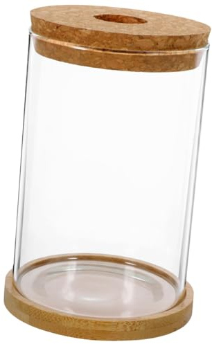 UPKOCH Glasflasche mit Bambusdeckel und Loch für Pflanzen und Moos Multifunktionales Mikrolandschaftsflasche Terrarium für Selbstgemacht und Wohnkultur im Arbeitszimmer