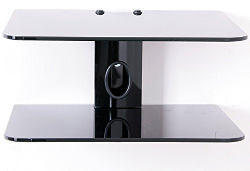 Goldline Glass Shelves Wall Mount Shelves for bedroom Living Room,2X Stylish Black Floating WiFi Router Stand and Speaker Shelf for Home and Office