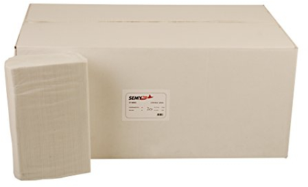 SemyTop Papierhandtuch, 2-lagig, Z-Interfold, 24,5 x 22 cm, gefaltet ca. 8 cm tief, recycling, 3750 Blatt, 1er Pack (1 x 1 Stück) Weiß