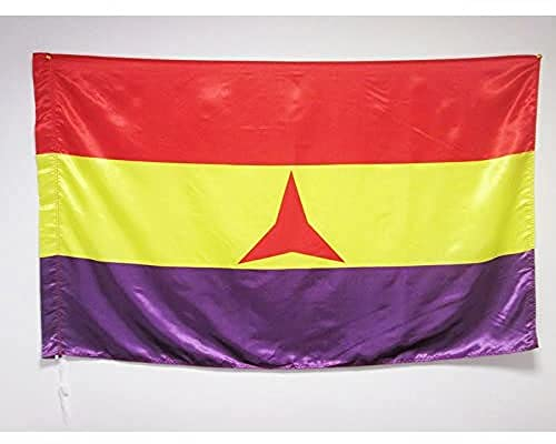 AZ FLAG Bandera ESPAÑA Republicana BRIGADAS INTERNACIONALES 150x90cm en Raso para Palo - Bandera DE LA Republica ESPAÑOLA 90 x 150 cm