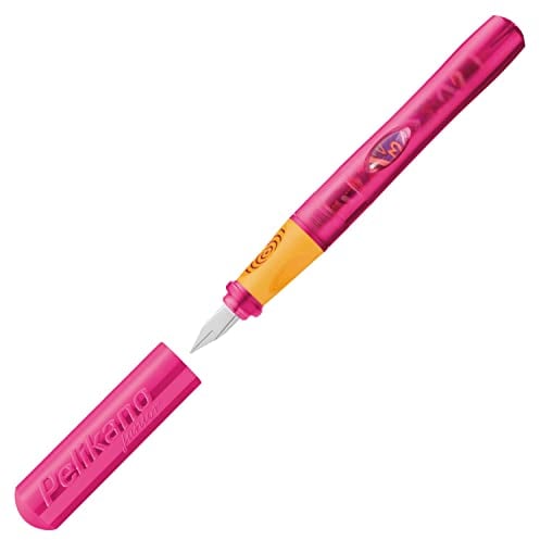Pelikan 970970 Schulfüller Pelikano Junior, Feder L für Linkshänder, pink/transzulent, 1 Stück (1er Pack)