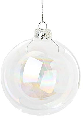 12 X Iridescent Round Glass Christmas Tree Baubles Spheres Ornaments Decoration 6cm