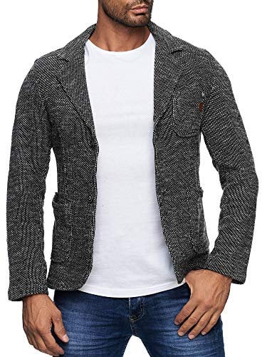 Reslad Herren-Sakko Sportlich Jakett Anzug Jacke Slim Fit Freizeit Blazer-Herren RS-1421 Anthrazit M
