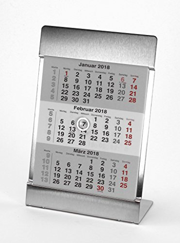 HiCuCo 3-Monats-Tischkalender für 2026 + 2027 - Aufstellkalender - Edelstahl - TypB
